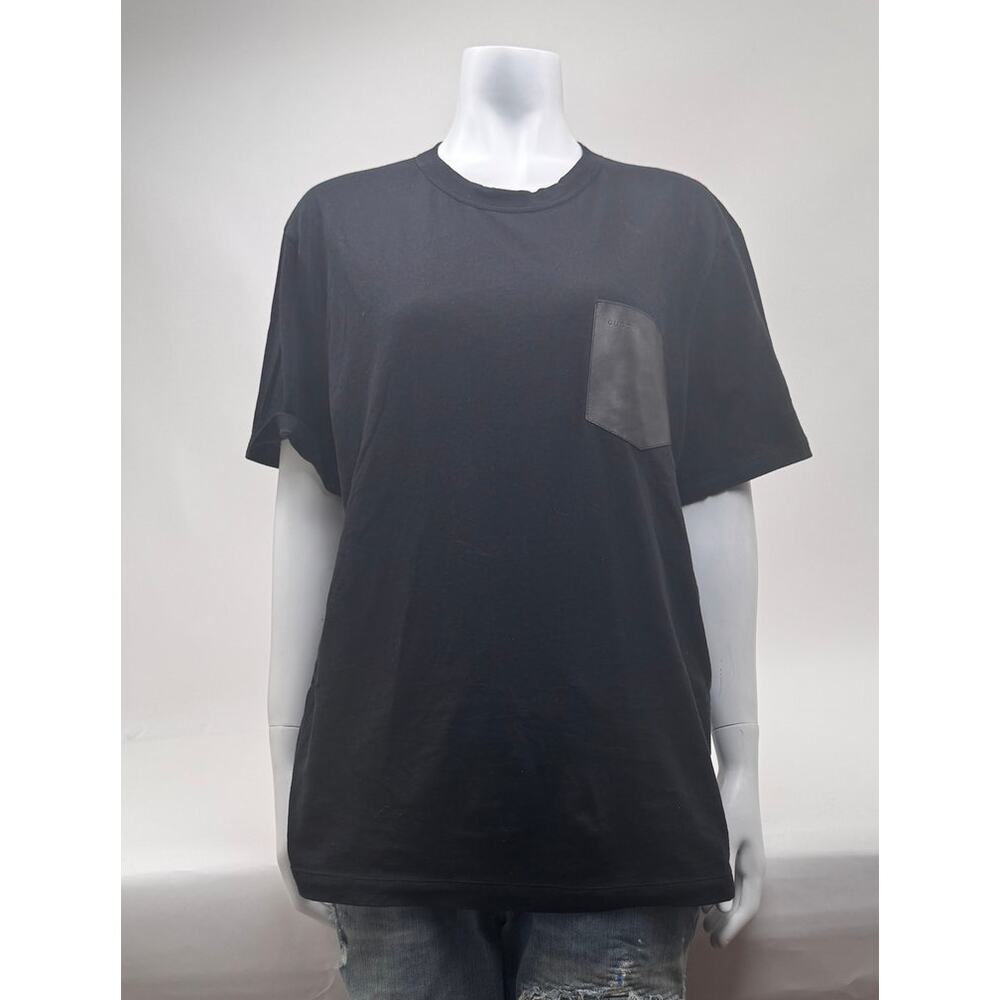 Men's Gucci NWOT Black Leather Chest Pocket Short Sleeve T-Shirt Size L